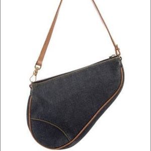 CHRISTIAN DIOR DENIM SADDLE BAG